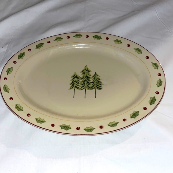 MERRY BRIGHT OVAL SERVING PLATTER VINTAGE - Picture 1 of 6
